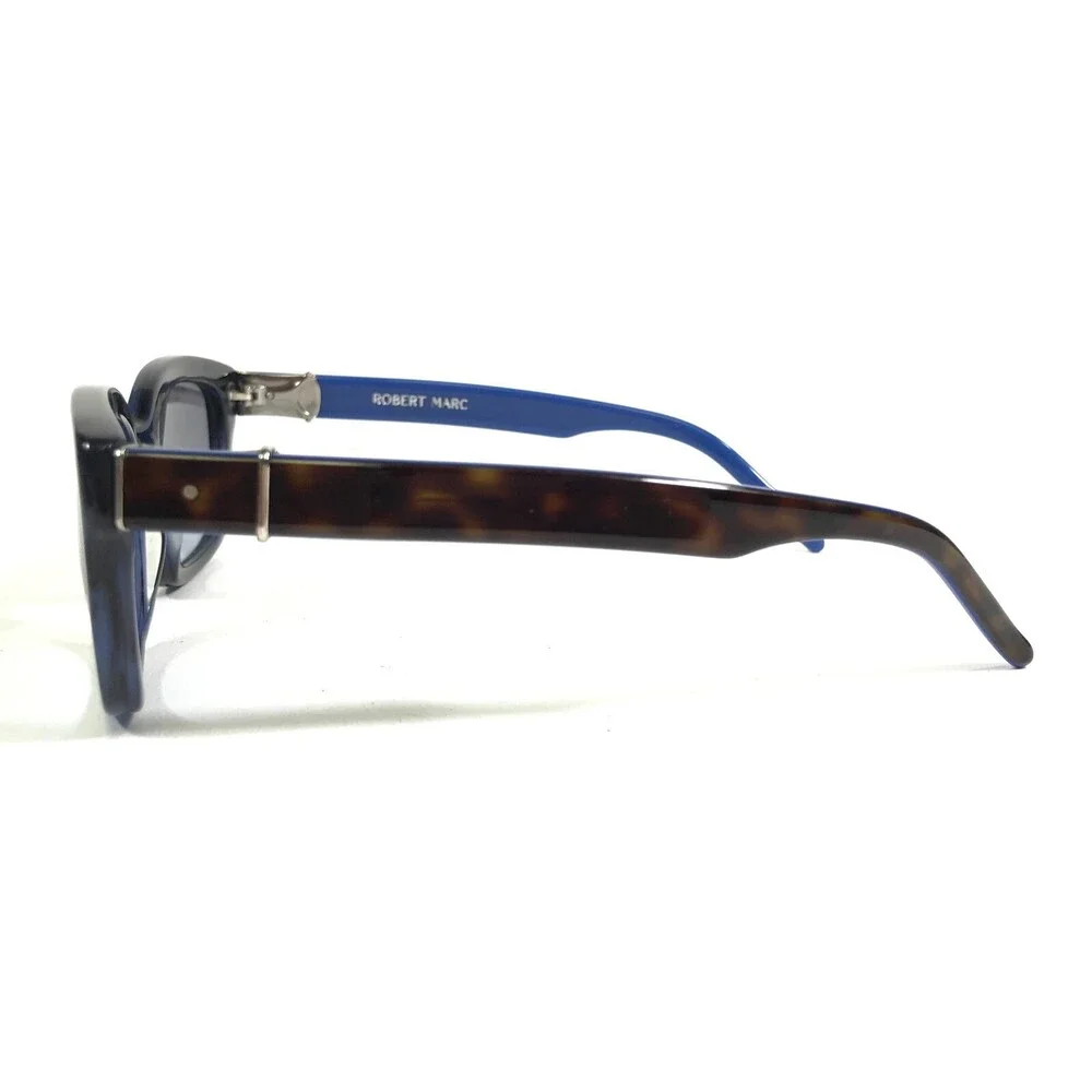 Robert Marc Sunglasses 682-222 Black Blue Tortoise Square Frames w/ Blue Lenses
